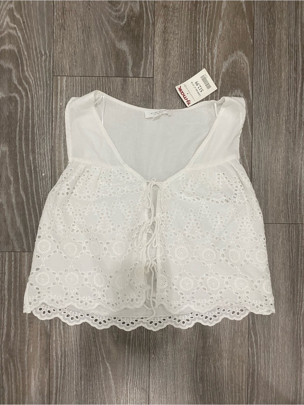 iris White Eyelet Tie-Front Camisole